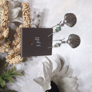 J. JILL Seaside Finds Silver Shell Drop Earrings NWT